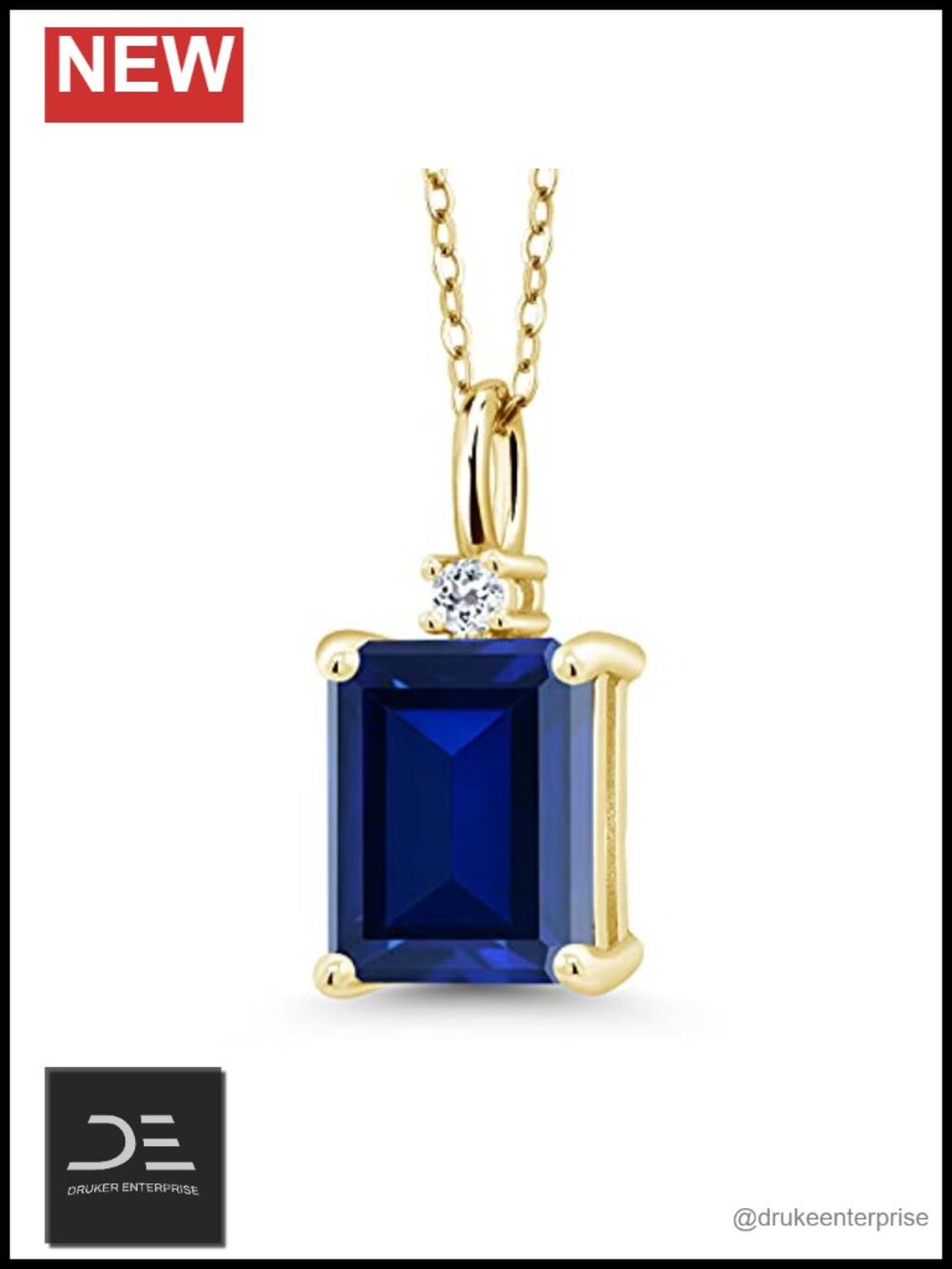 18K Yellow Gold Plated 925 Sterling Silver Birthstone Pendant Necklace